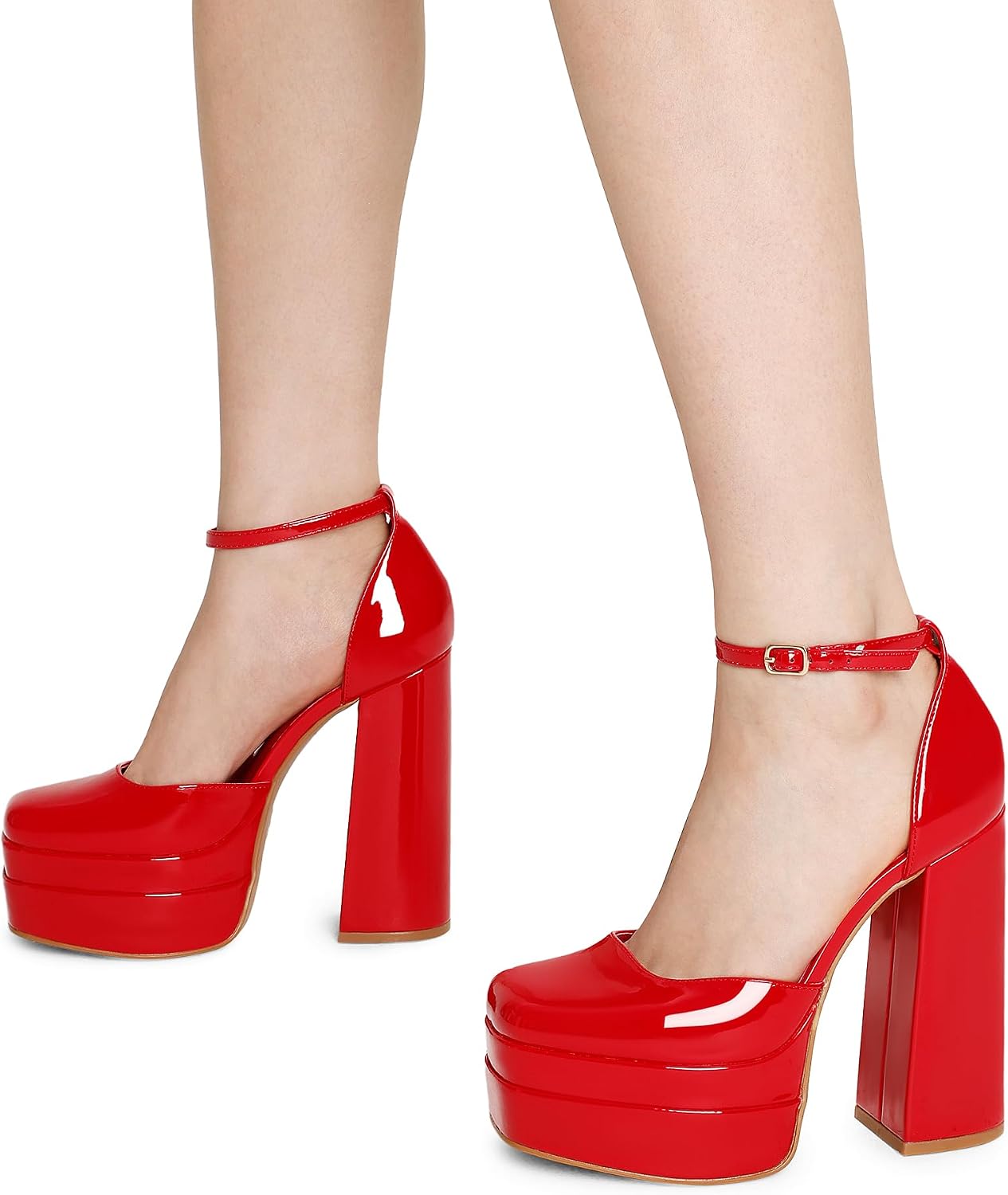 Detalle de DREAM PAIRS Sdpu2319w Women's Platform Pumps with Square Toe and Ankle Strap