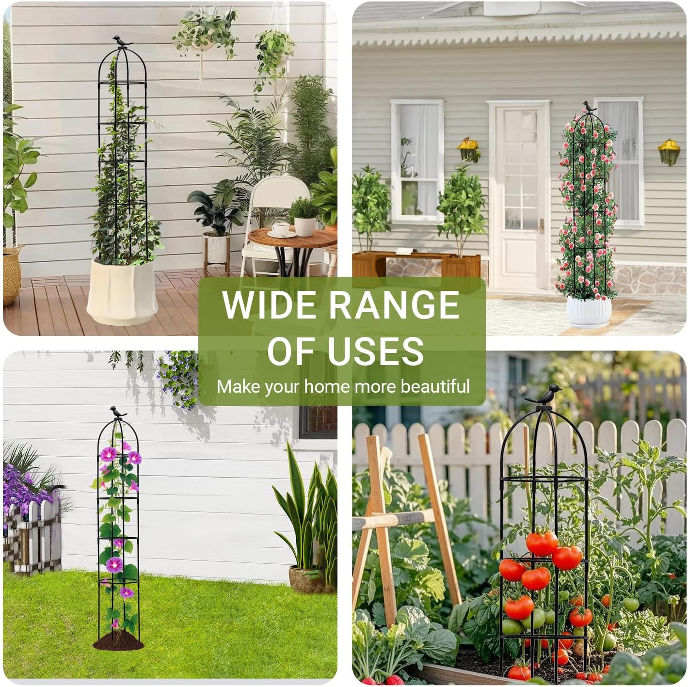 Detalle de FxlStelrion 145 klimobelisk voor klimplanten, 145 cm met 30 plantclips