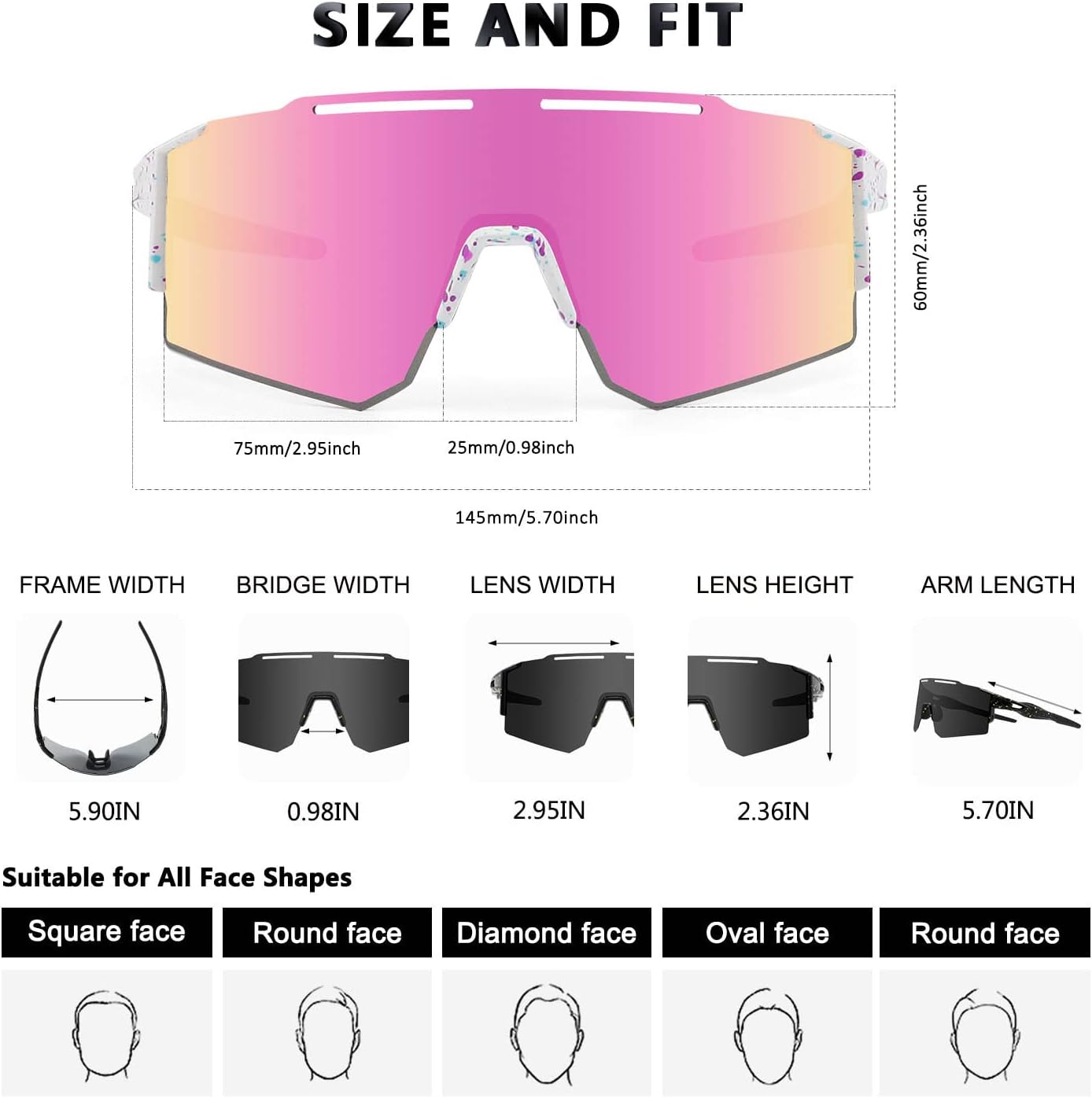 Detalle de Eninedeuisou Fahrradbrille mit UV400-Schutz, Anti-Fog Belüftung und verstellbaren Nasenpads