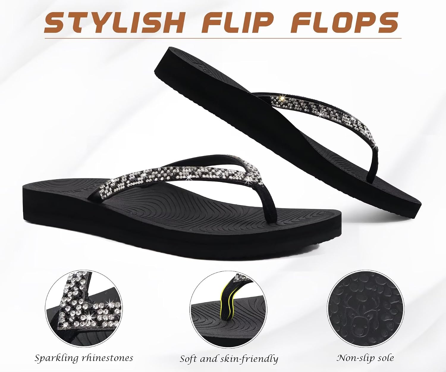 Detalle 2 de KuaiLu Rhinestone Flip Flops 2026 for Women 👡