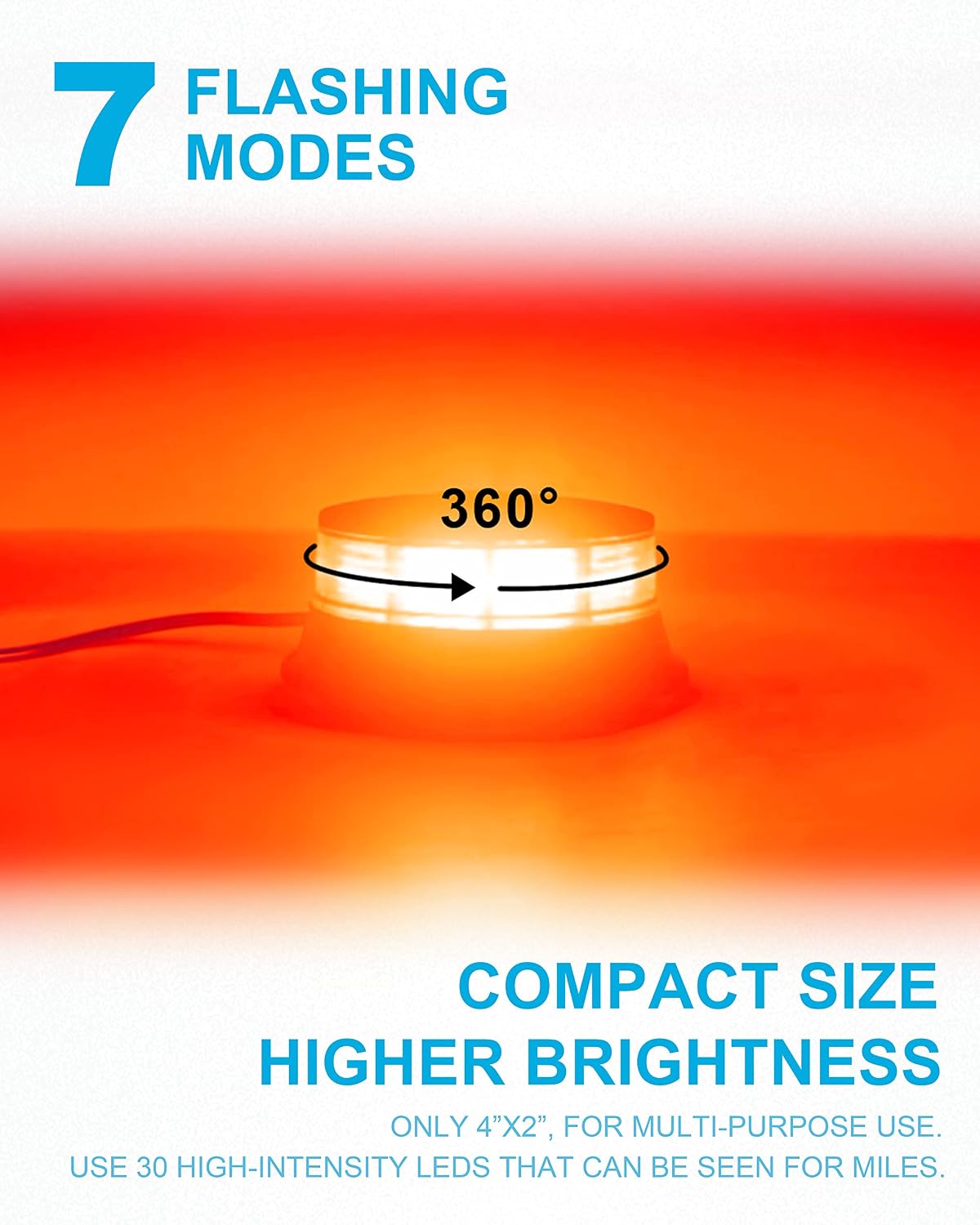 Detalle de Agrieyes Amber Beacon Light 4.2Inch – 360° Flashing Safety Light with Screw Mount