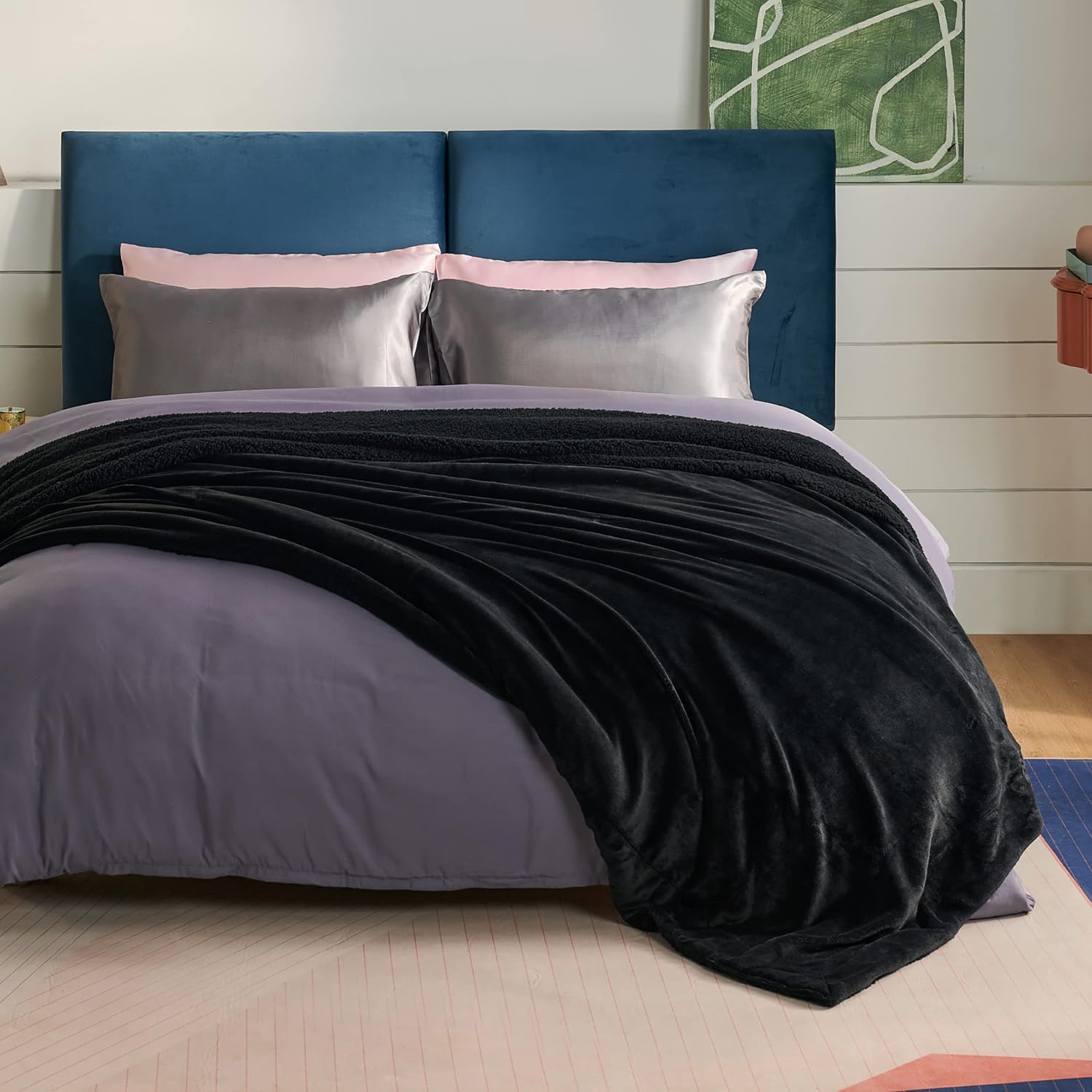 Detalle de BEDSURE Kuscheldecke Warm Sherpa 220x240 XXL