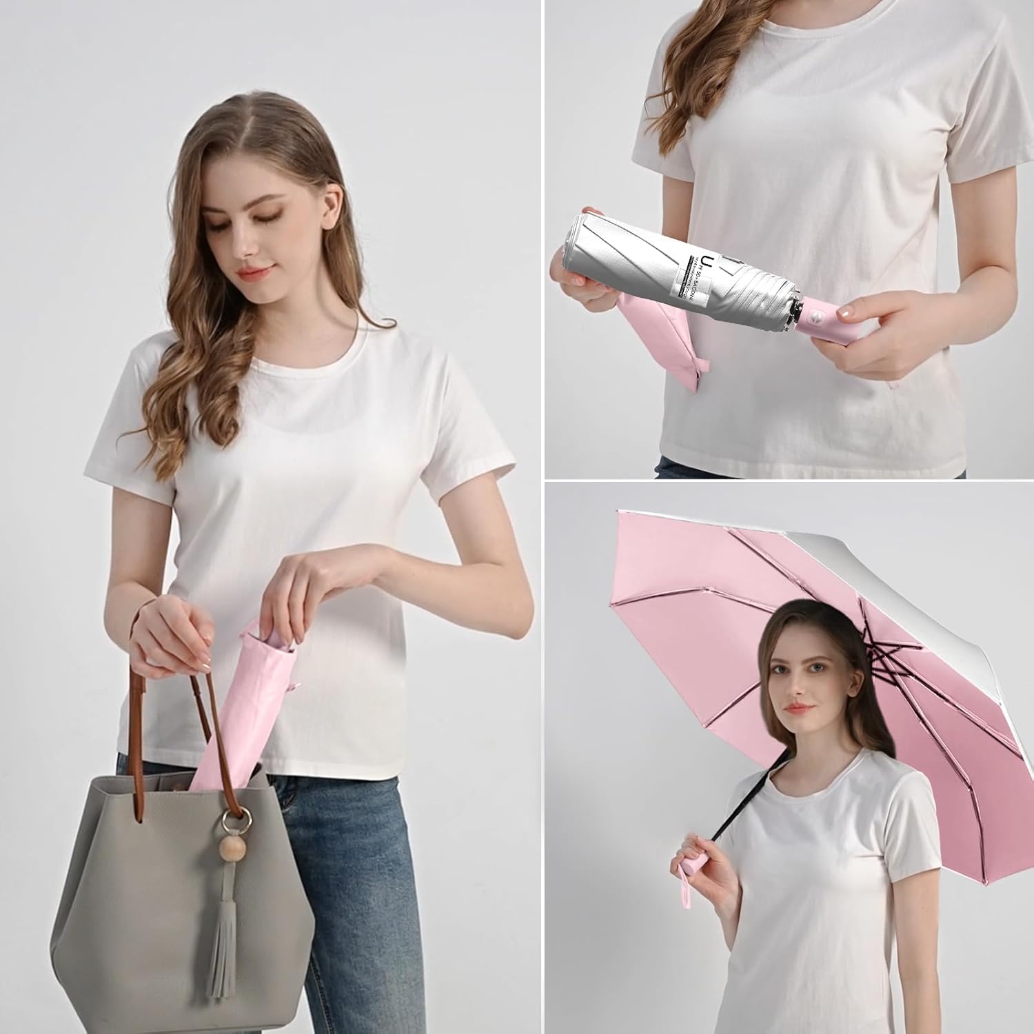 Thumbnail 3 de BAODINI Small UV Protection Travel Umbrella (UPF 50+), compact windproof rain & sun umbrella, 42 inch canopy