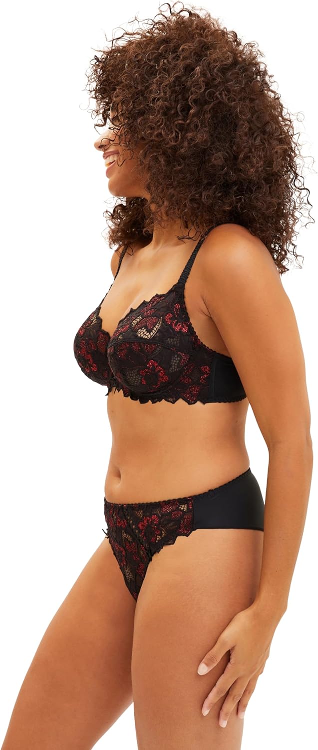 Thumbnail 3 de Soutien-gorge Arum Glitter de sans Complexe – Dentelle noire et rouge pailleté, armatures et 3 tranches
