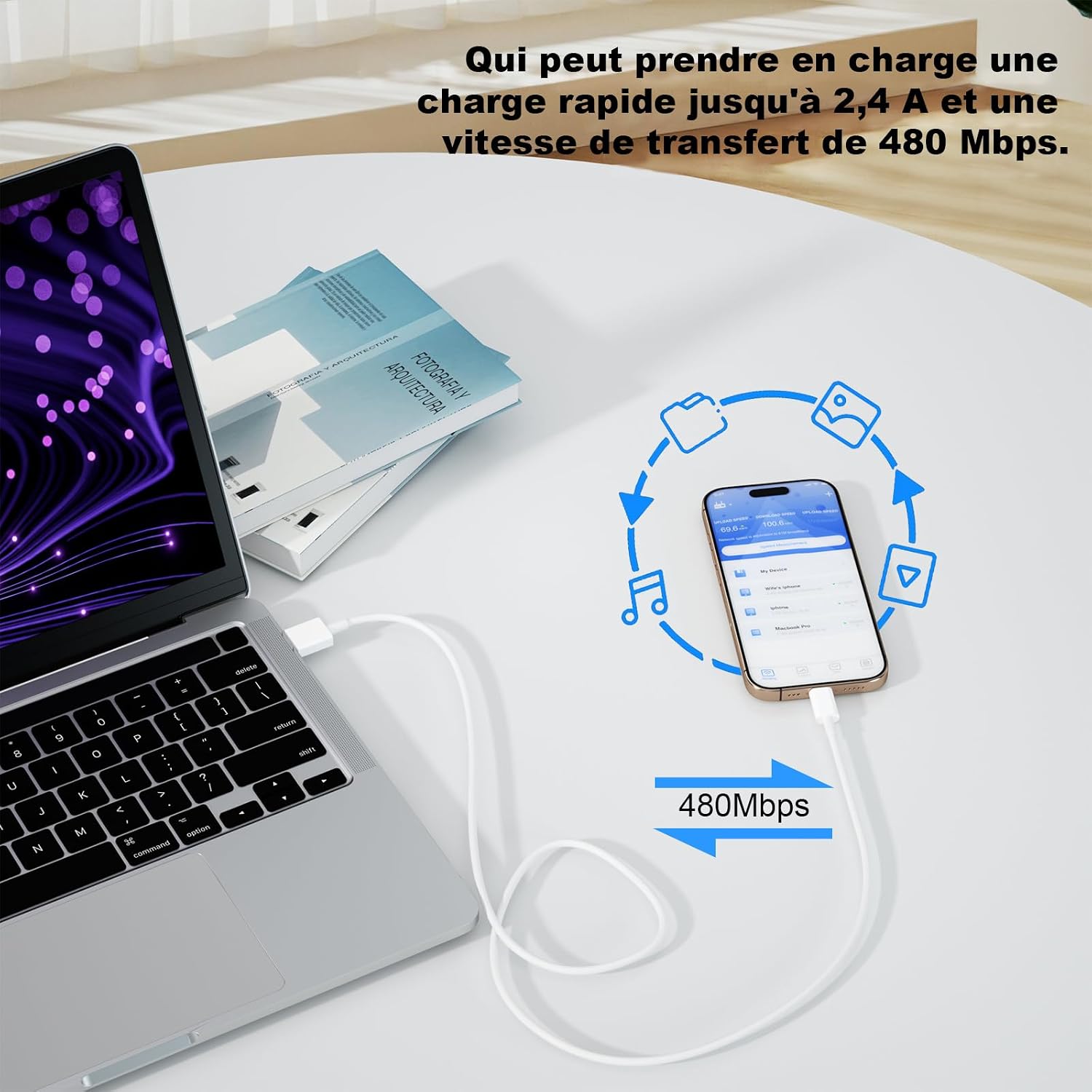 Thumbnail 6 de Cable USB C Charge Rapide 3A 1m+2m