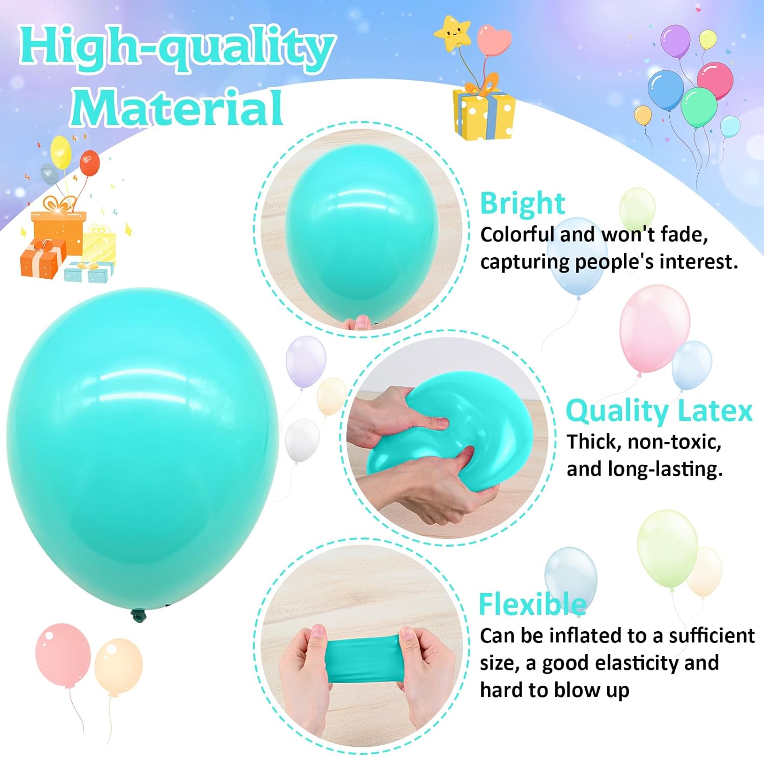 Thumbnail 5 de Jobkoo 60-Pack Black, Purple, and Blue Balloons Set