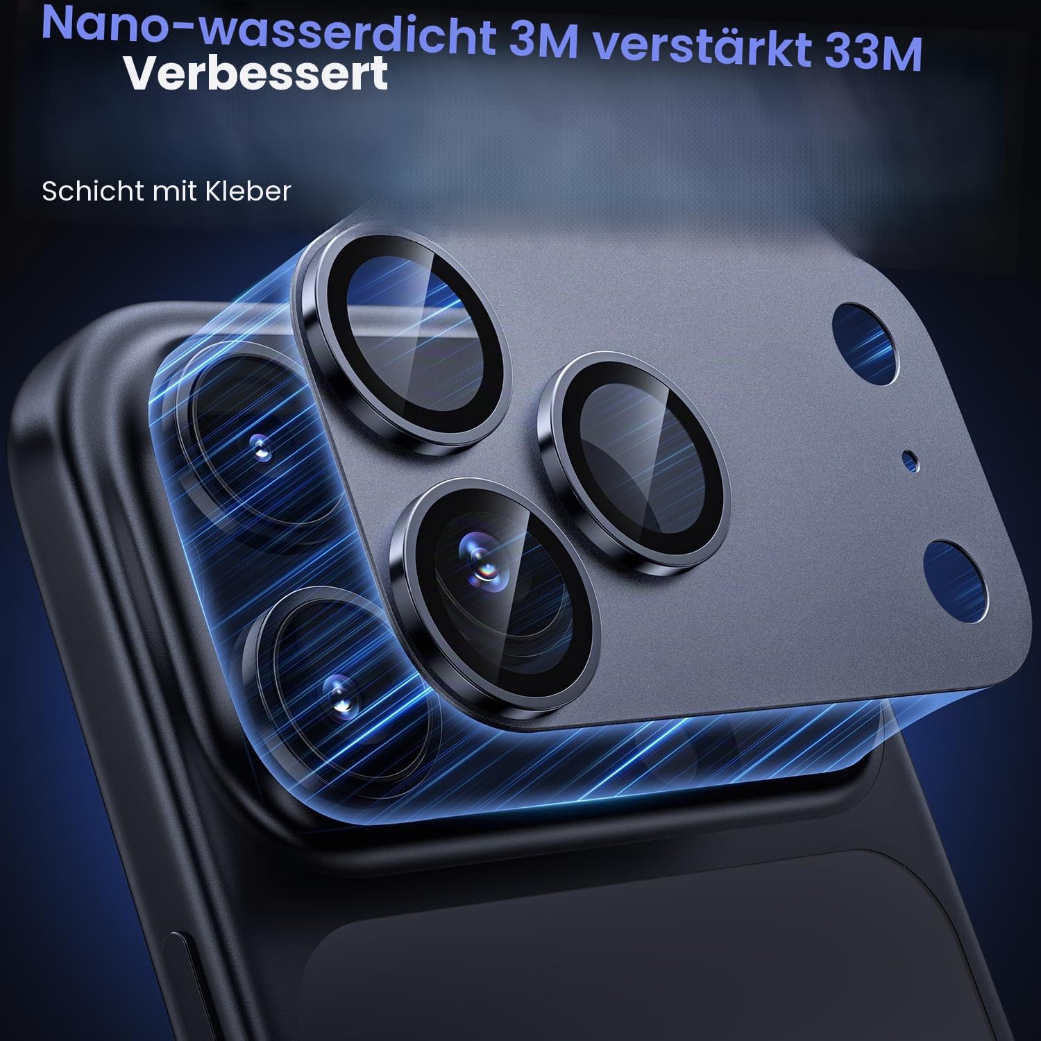 Thumbnail 2 de WSKEN Kameraschutz für iPhone 17 Pro – Matte Metallplatte 9H, Blasenfrei, Anti-Fingerabdruck, HD-Klar, Deep Blue