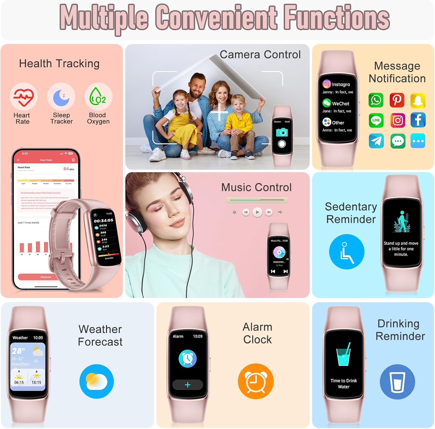 Thumbnail 1 de Zeacool Fitness Tracker with 24/7 Heart Rate, SpO2 & Sleep Monitor (Pink)