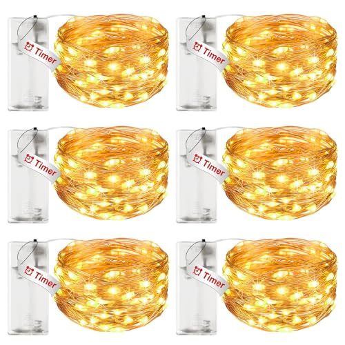Detalle de litogo 6 Stück LED-Lichterkette Batterie Timer, 3 m, 30 LEDs – Innen