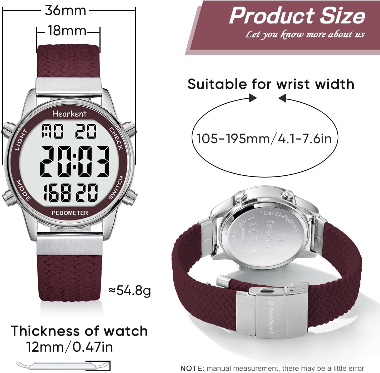 Thumbnail 1 de Hearkent Pedometer Watch for Women – Non-Bluetooth Step Tracker with 30M Waterproofing