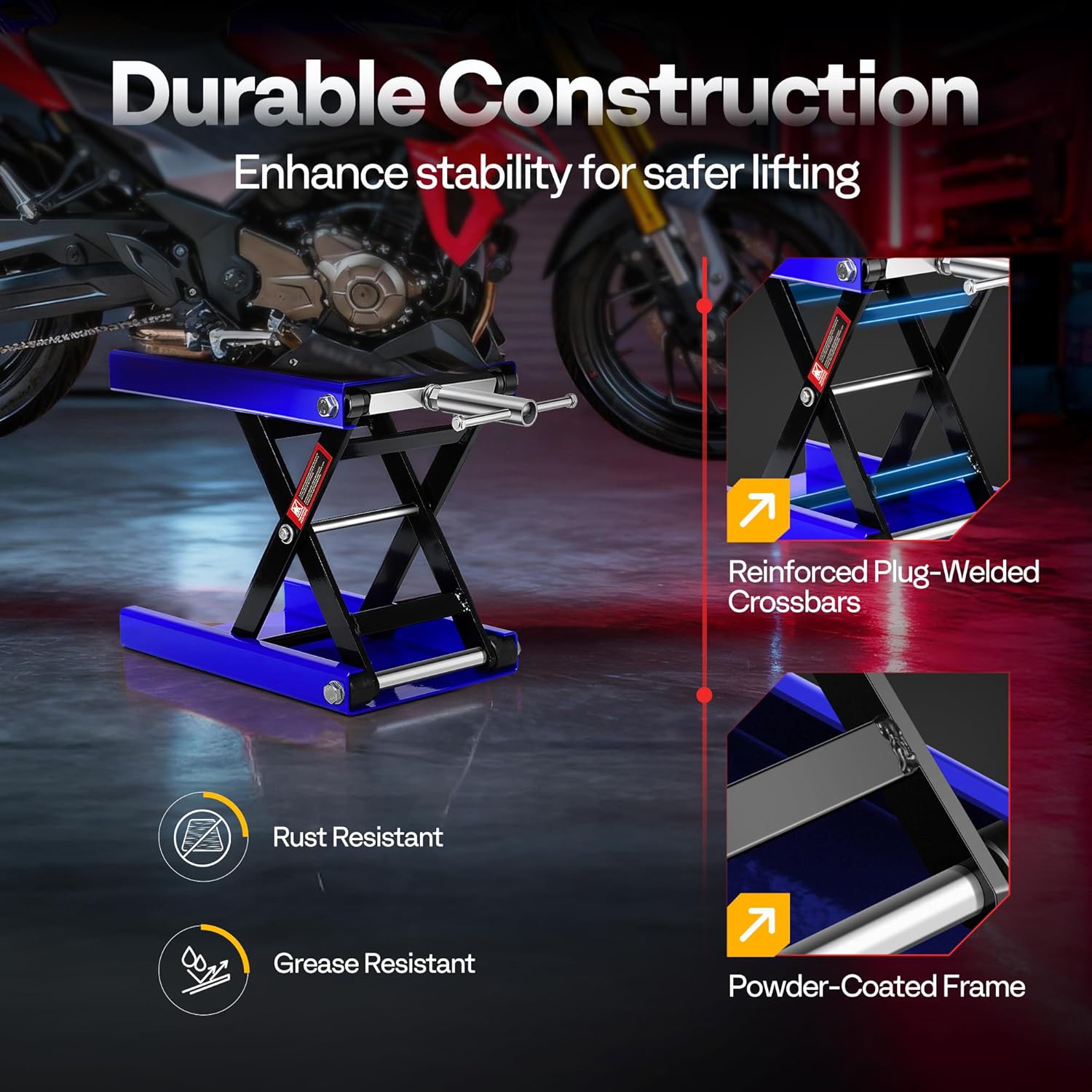 Thumbnail 5 de VIVOHOME Motorcycle Scissor Lift Jack (500kg) with Anti Slip Wide Deck