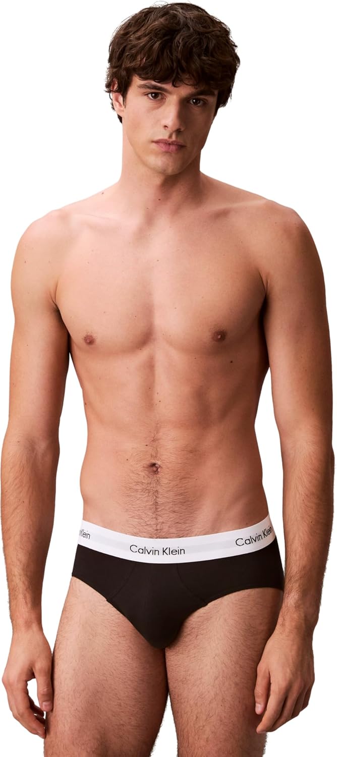 Detalle de Calvin Klein Herren 3er-Pack Slips 3P Hip Brief mit Stretch – Cotton Stretch, kurze Beinausschnitte