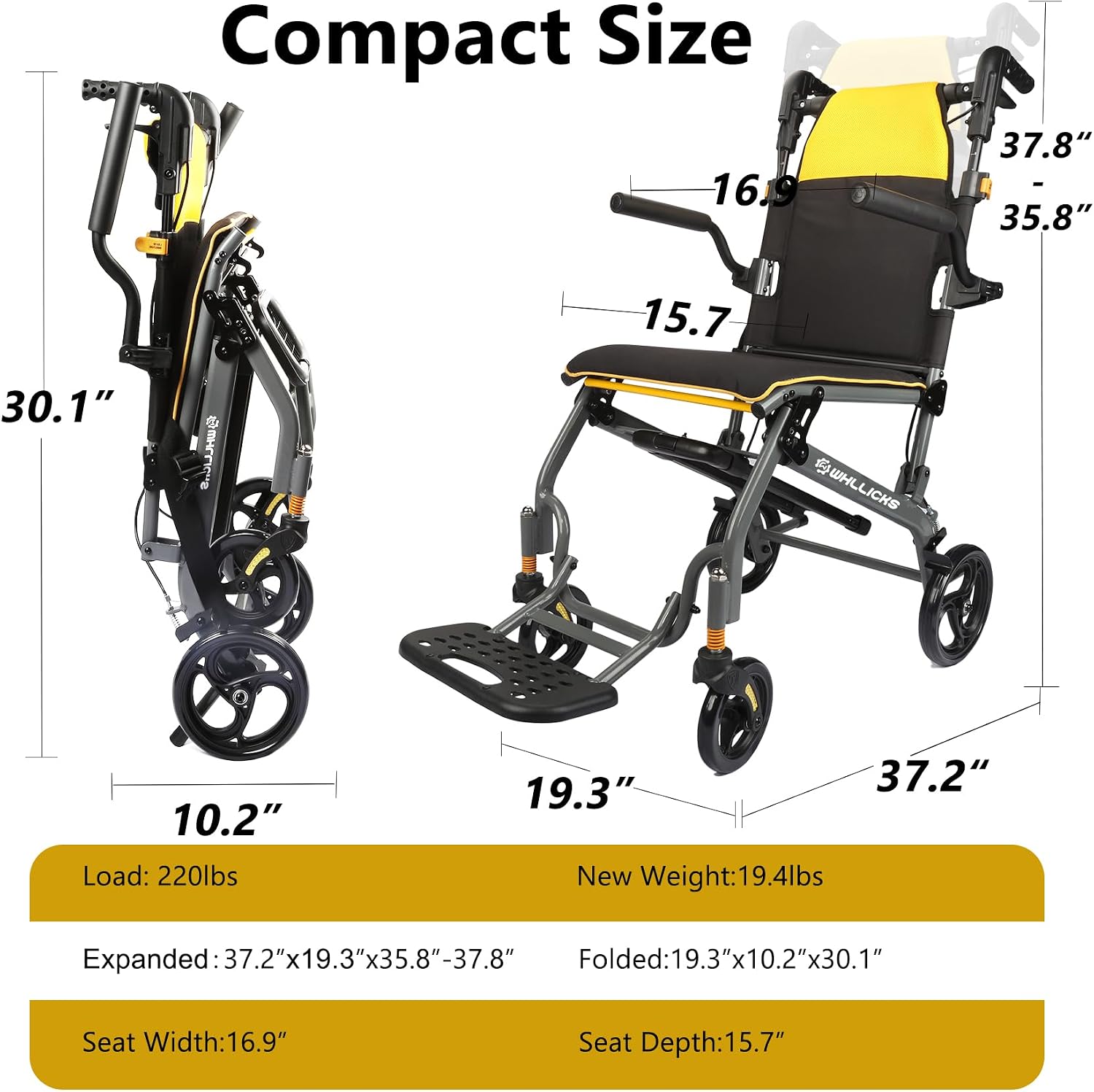 Thumbnail 4 de Lightweight foldable wheelchair, 17" 🚶