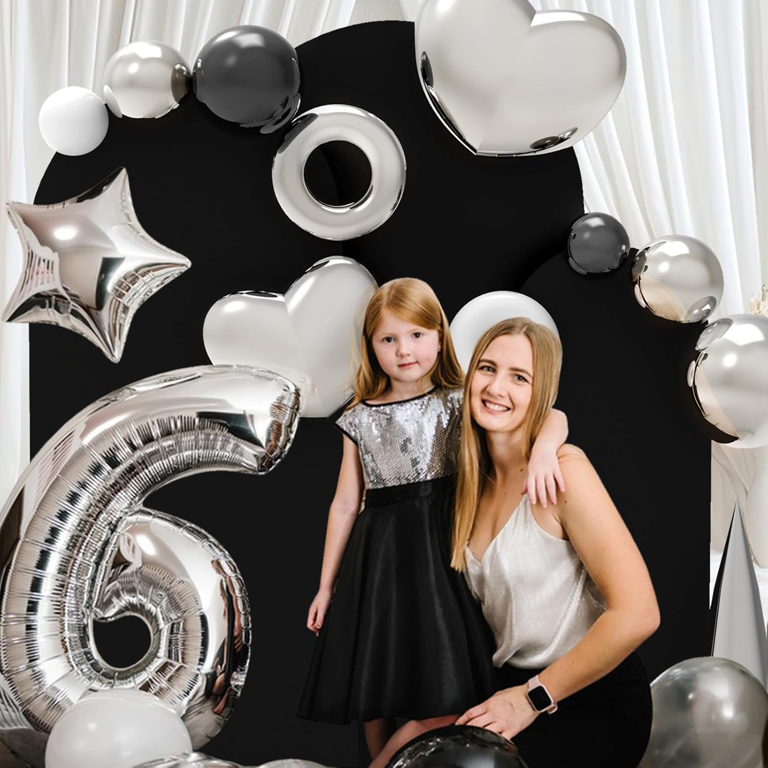 Thumbnail 4 de Babenest Black Wedding Arch Cover Set of 3 — Elastic Spandex Backdrop for 5ft/6.6ft/7.2ft Arches