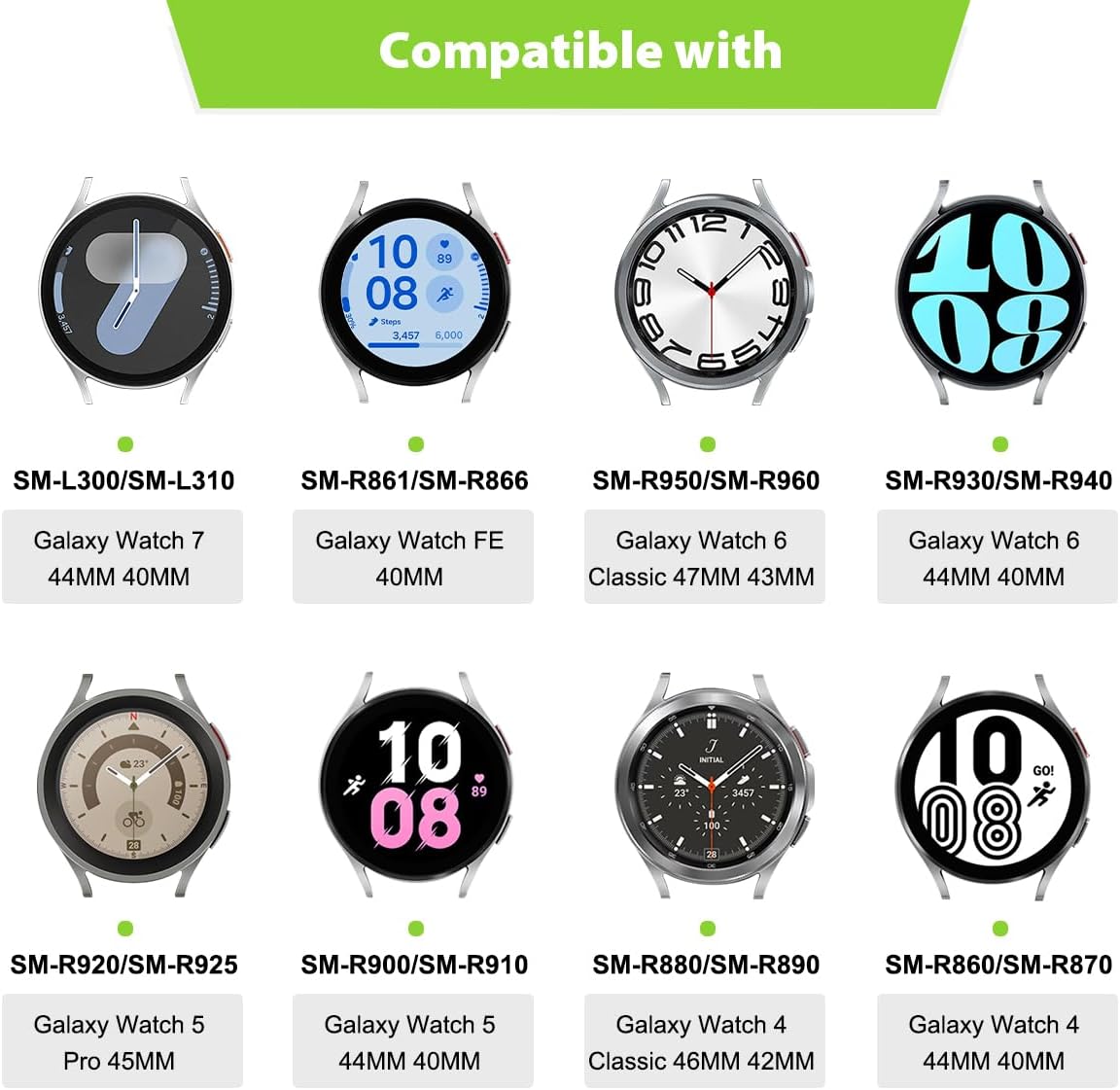 Detalle 2 de SundaRee 20mm Silver Stainless Steel Replacement Watch Band Strap for Samsung Galaxy Watch 7 FE, 6, 5, 4 and selected Garmin models