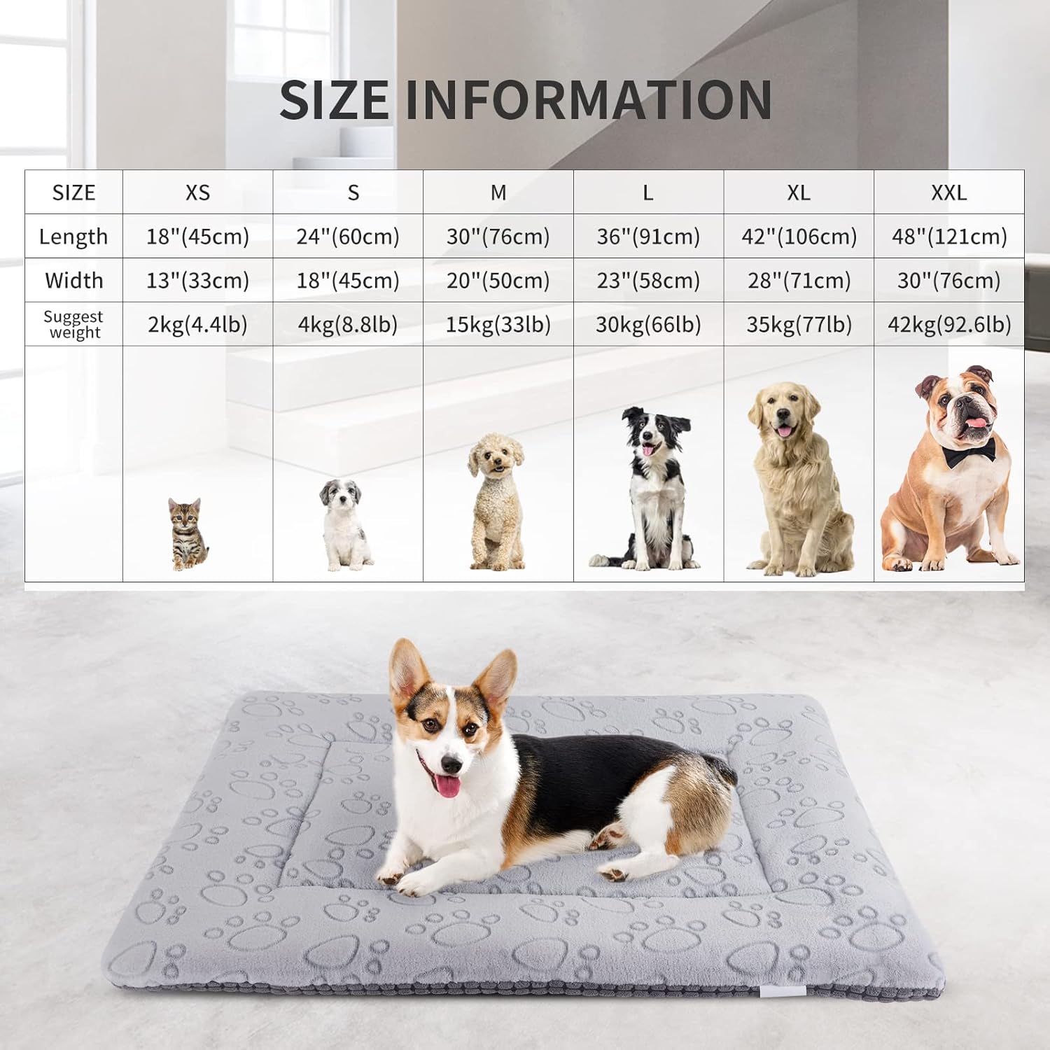 Detalle 1 de IEUUMLER Dog Bed Mat FC014 Grey — Dual‑Sided, Washable Cushion for Pets