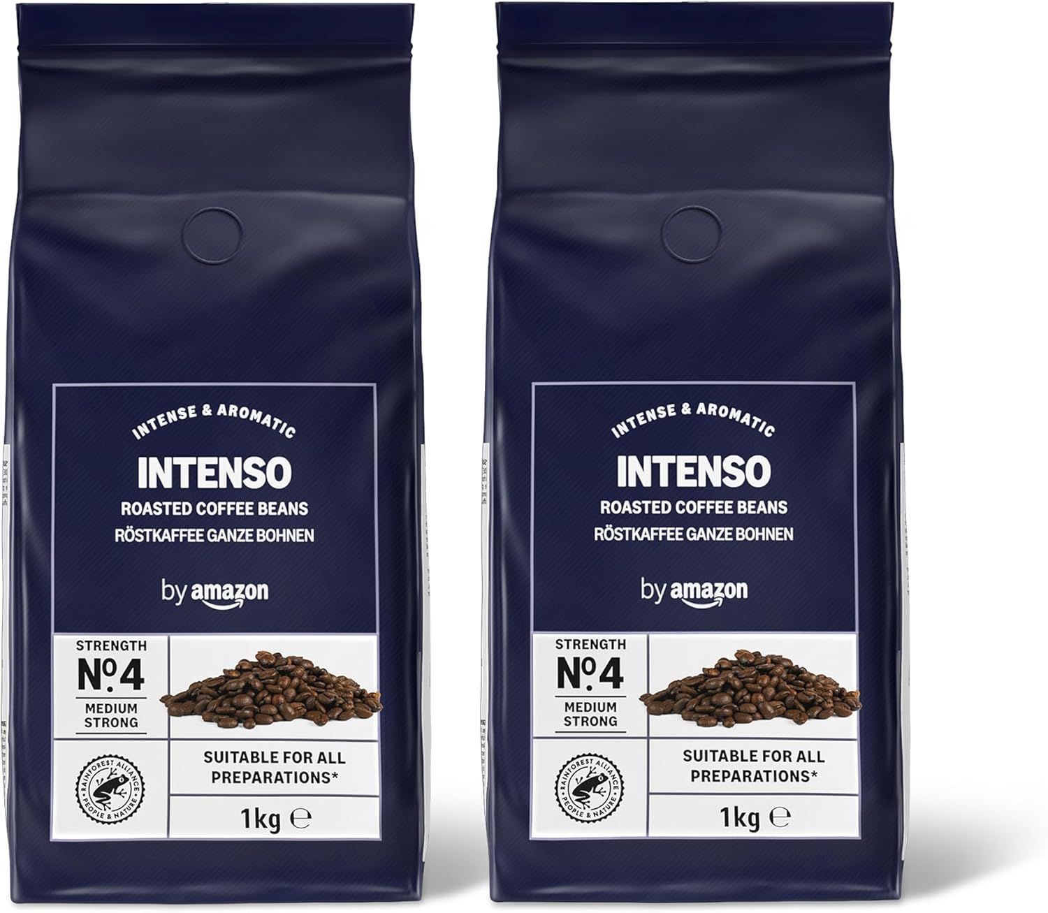 Detalle de By Amazon Caffè in Grani Intenso, Tostatura Scura – 2 kg (2 Confezioni da 1 kg) Rainforest Alliance