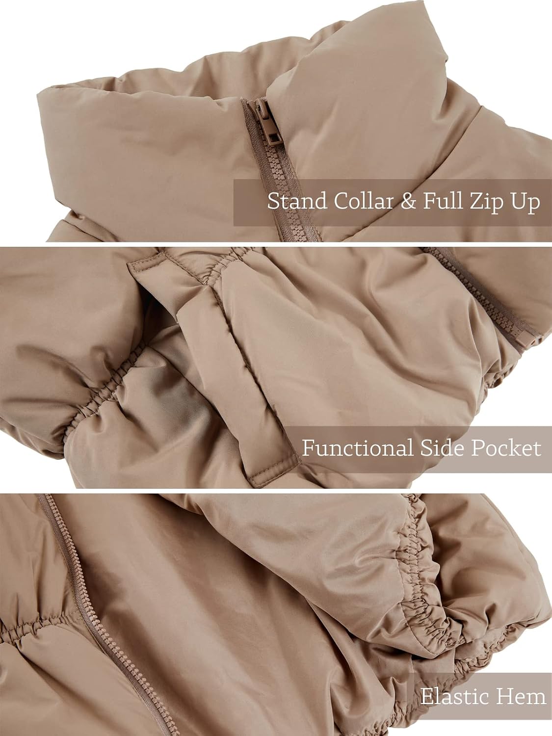 Detalle 2 de SySea Women's Crop Puffer Vest, Zip-Up Sleeveless Outerwear with Stand Collar