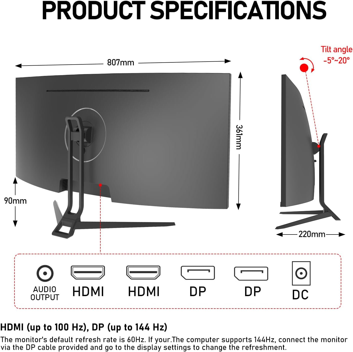Thumbnail 6 de Gawfolk 34 inch ultrawide gaming monitor 144Hz