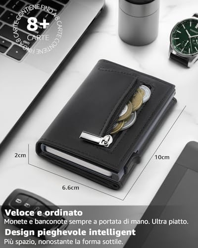 Thumbnail 1 de TEEHON Portafoglio Uomo Slim: portacarte in pelle con protezione RFID, compatto ed elegante