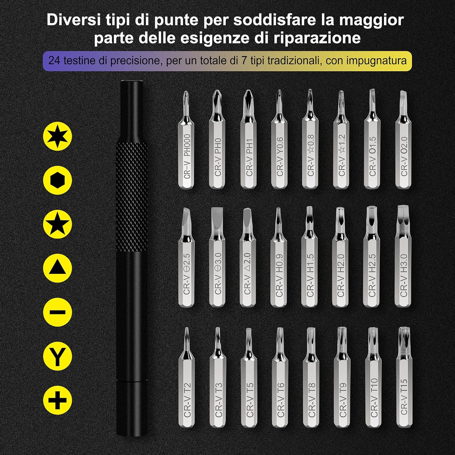 Detalle de VCELINK Set Cacciaviti di Precisione 25 in 1 con impugnatura magnetica