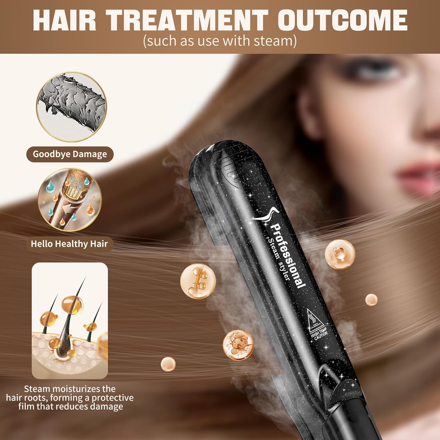 Detalle de DORISILK Steam Hair Straightener and Curler, Ceramic Tourmaline 2-in-1