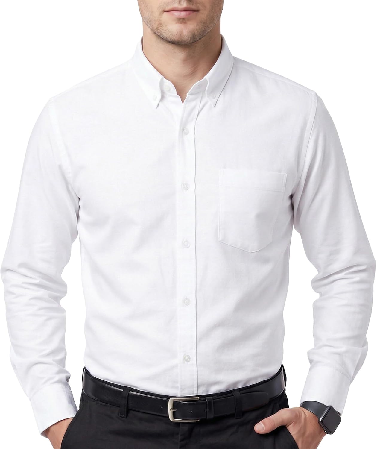 Detalle de Cotton King 100% Cotton Oxford Shirt for Men, Long Sleeve, Regular Fit