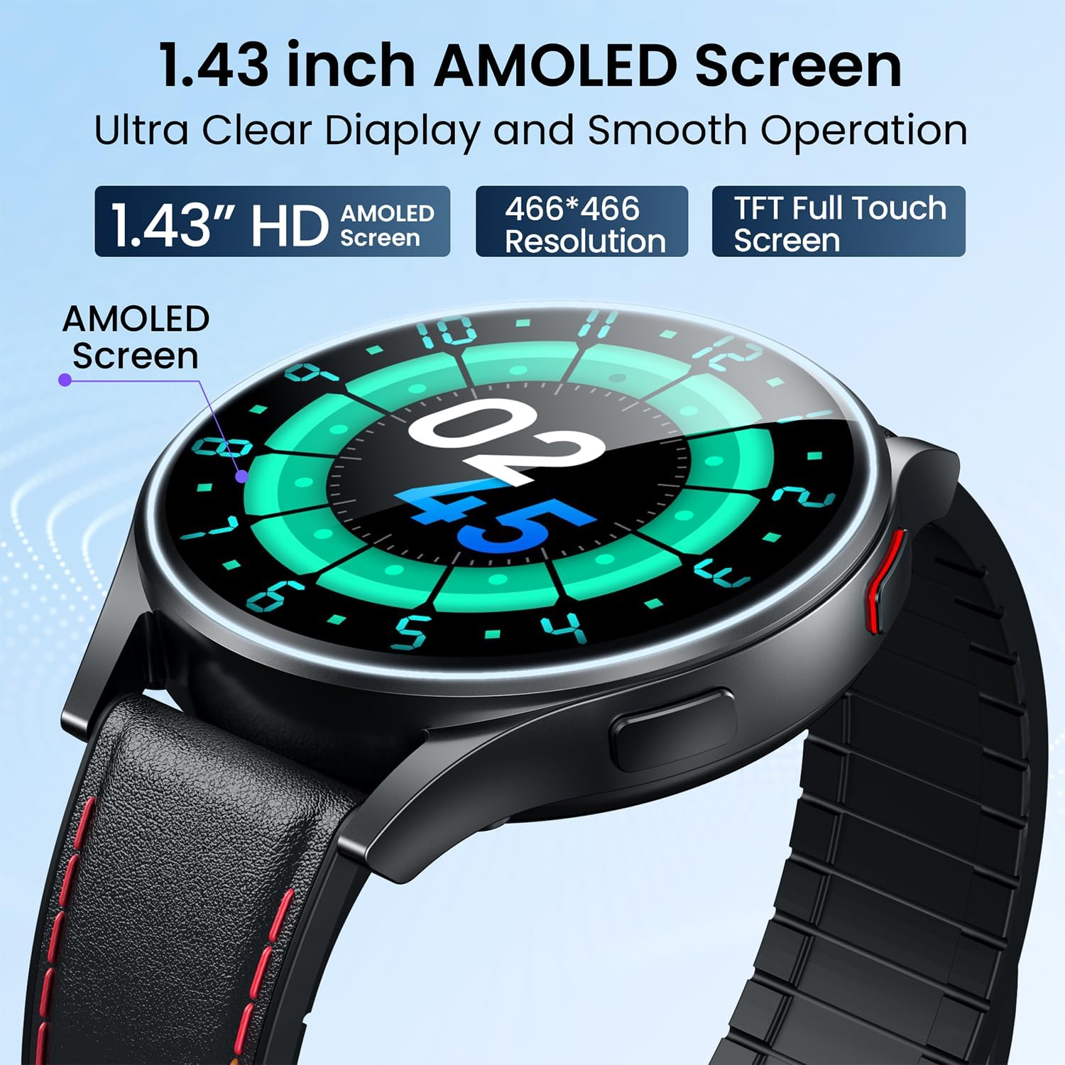 Thumbnail 6 de Montre Connectée ECG Smartwatch Santé 1,43" AMOLED – Suivi Santé et Fitness