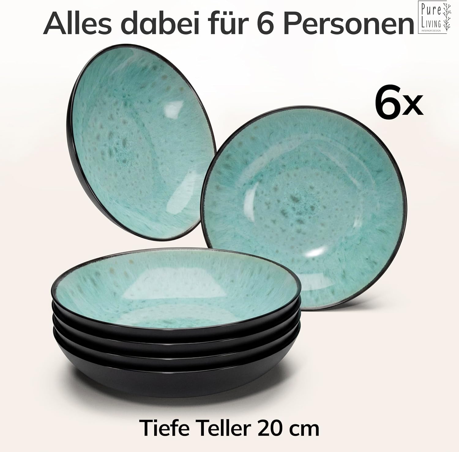 Thumbnail 4 de Steingut Suppenteller Ibiza – 6 Personen, Tief, Salbeigrün