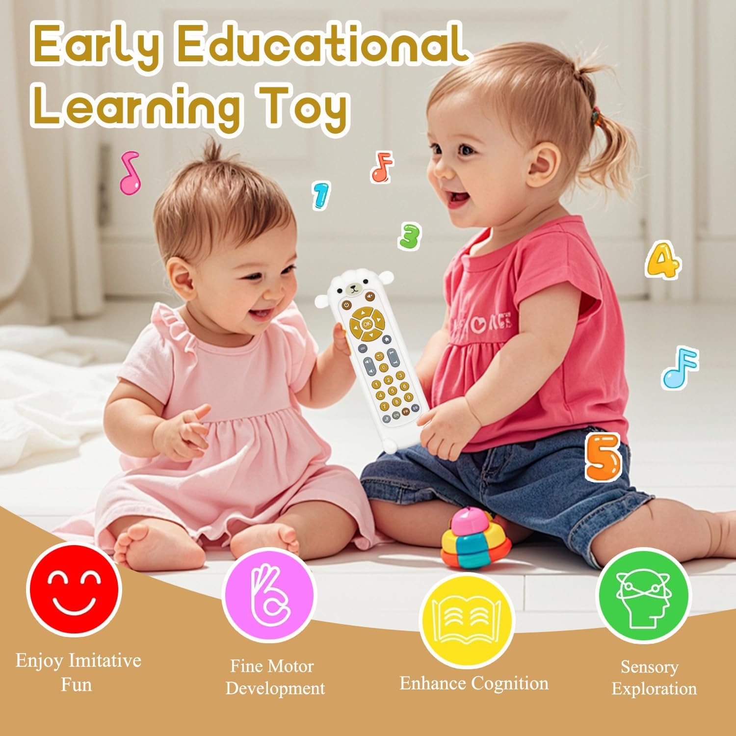 Thumbnail 5 de Realistic Baby Remote: Multilingual Educational Toy for Early Sensory Development (Sheep Teether)
