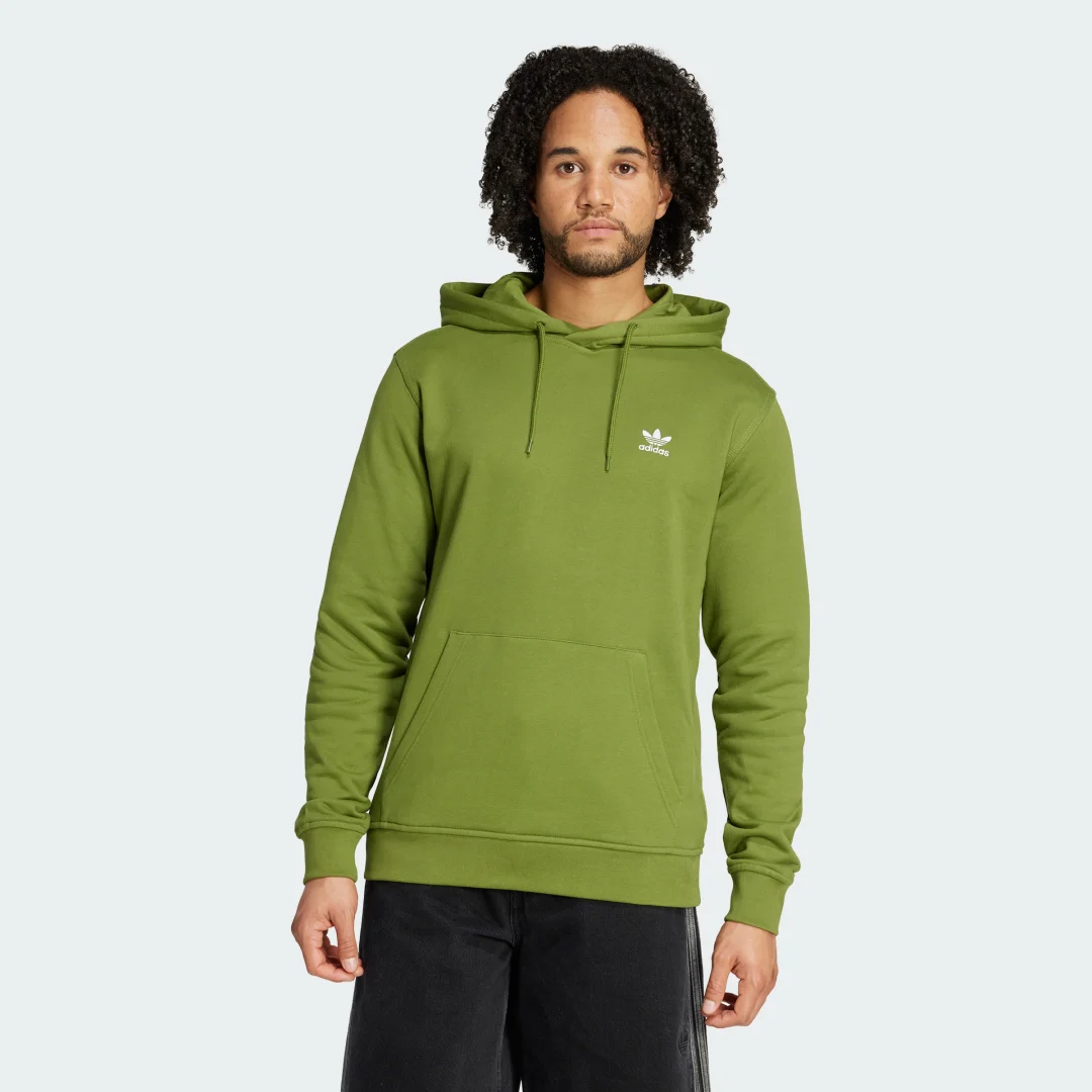 Detalle de Sudadera con capucha Trefoil Essentials French Terry de Adidas – Verde