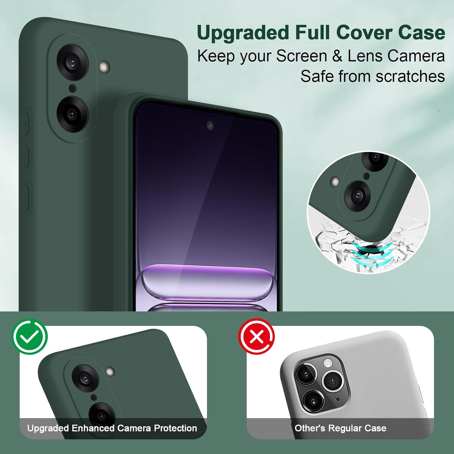 Thumbnail 1 de Btstring Hülle für OnePlus Nord CE5: Ganzkörper-Schutz aus Silikon mit weichem Mikrofaserfutter (Grün)