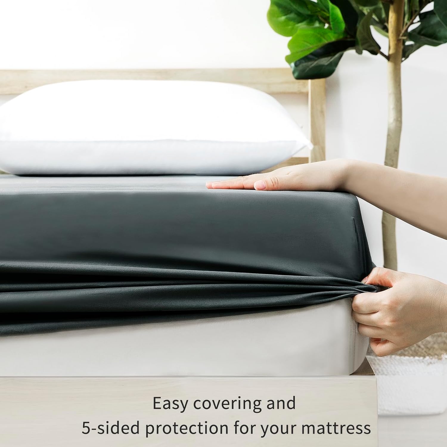 Thumbnail 6 de Tifschlaf Super King Fitted Sheet Deep Fit – Dark Grey, 16-Inch Deep Pocket, 183x200cm