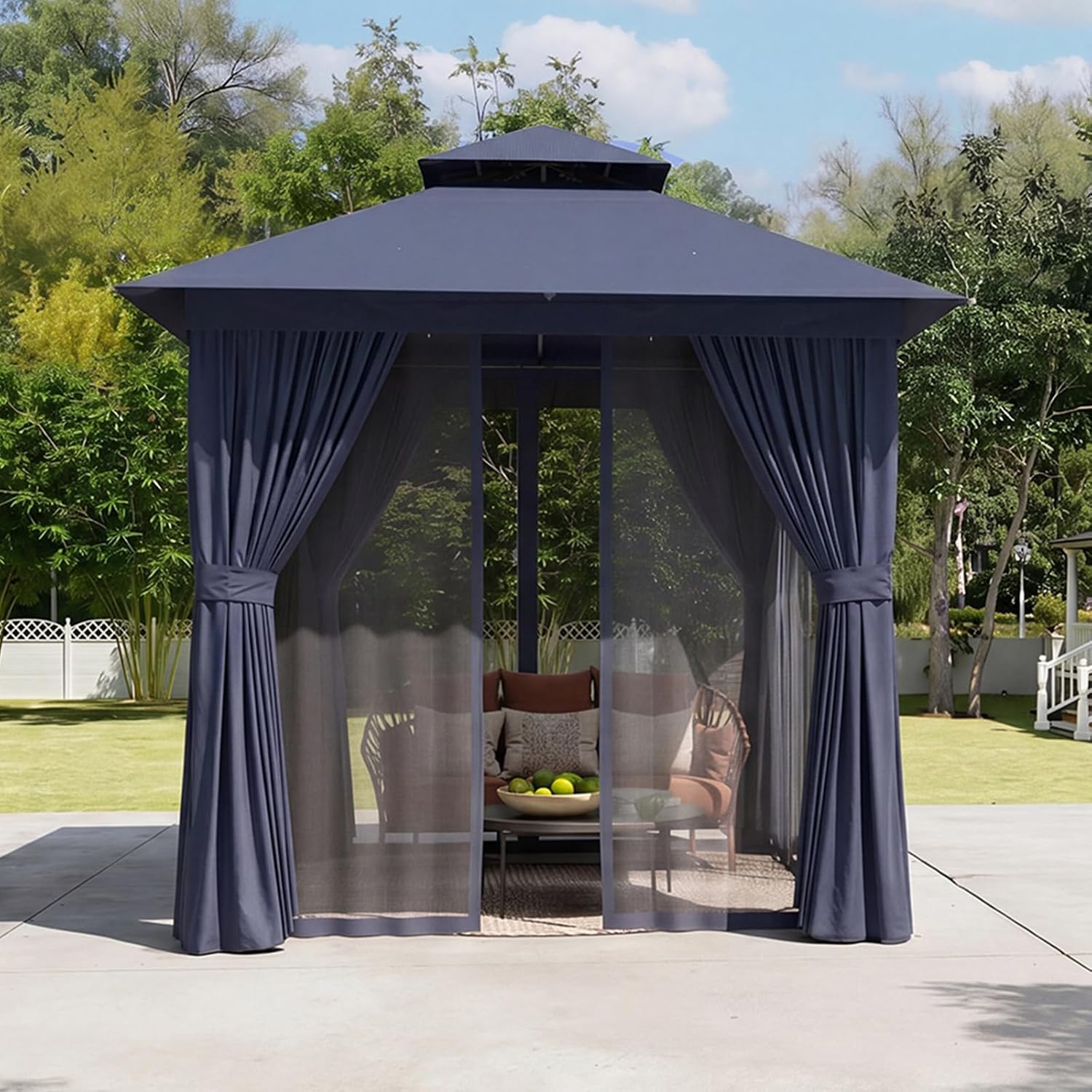 Thumbnail 6 de Aoxun G30067NEW 8' x 8' Outdoor Gazebo with Netting, Curtains and Double Roof