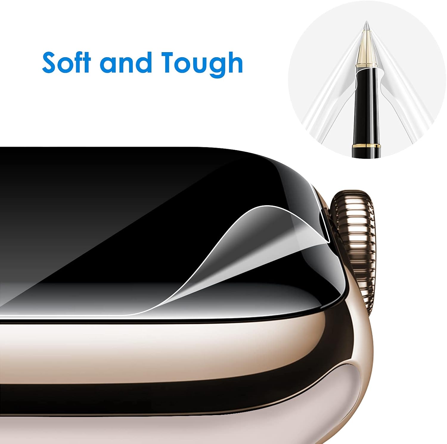 Detalle de JETech 0878- folia ochronna TPU do Apple Watch 40 mm, 3 sztuki, HD