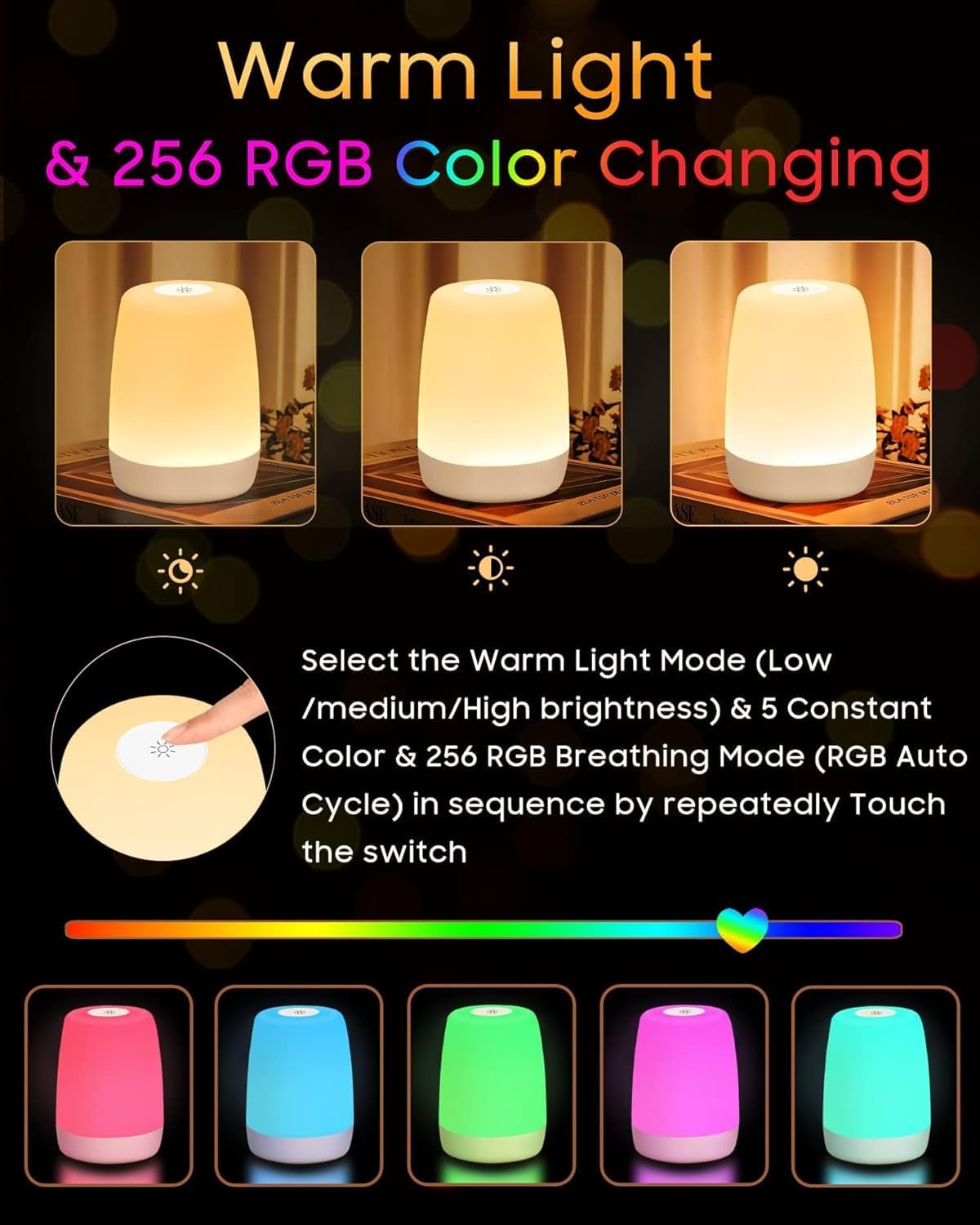 Thumbnail 1 de MEDE Night Light Bedside Lamp with Touch Control, RGB Modes & Timer