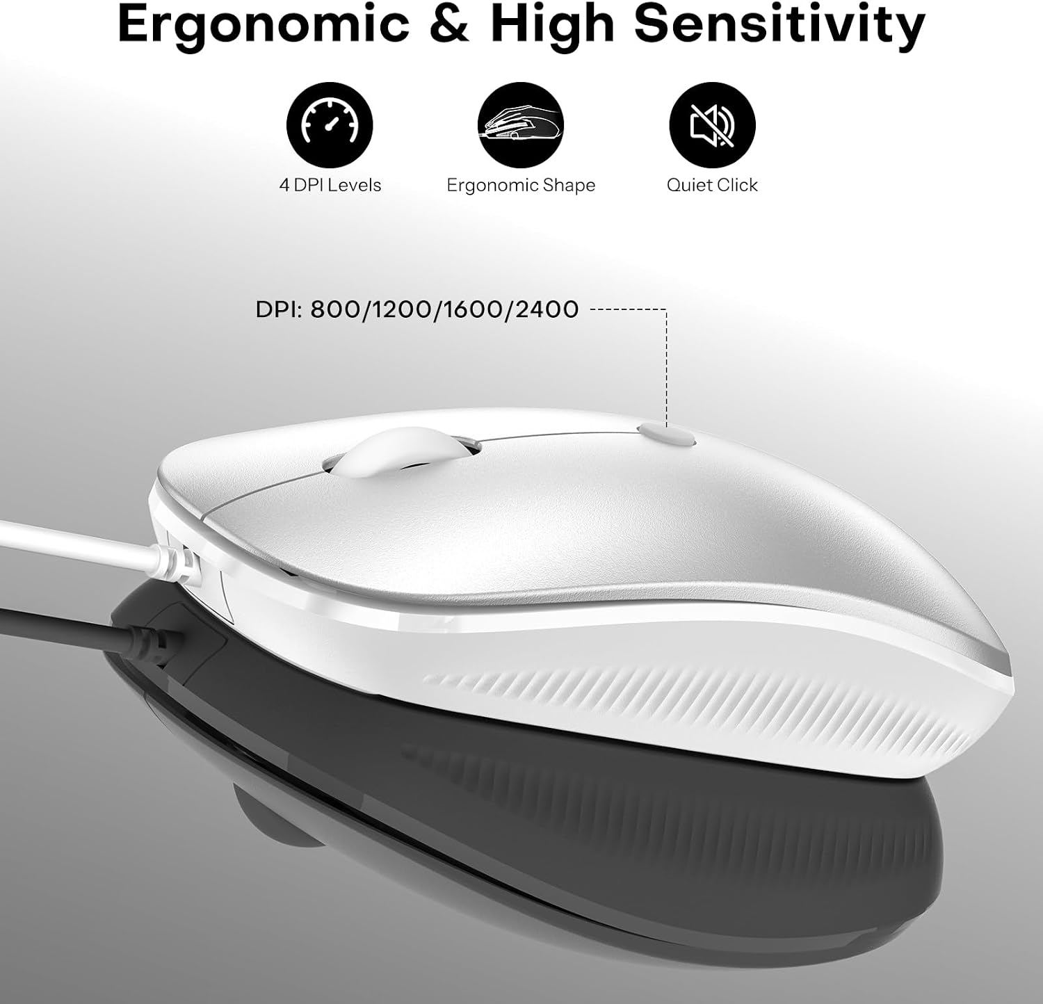 Thumbnail 2 de OMOTON Wired Keyboard and Mouse Combo for Mac (UK QWERTY, USB/Type-C) - Silver