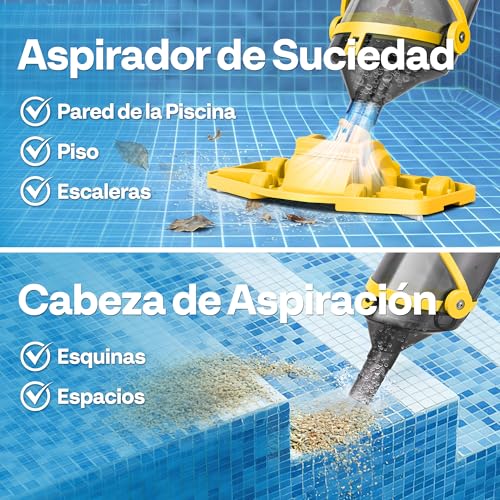Detalle 2 de VIVOHOME 278 cm: Aspirador de Piscina Inalámbrica con Succión Potente (4200 LPH) para Espacios Amplios