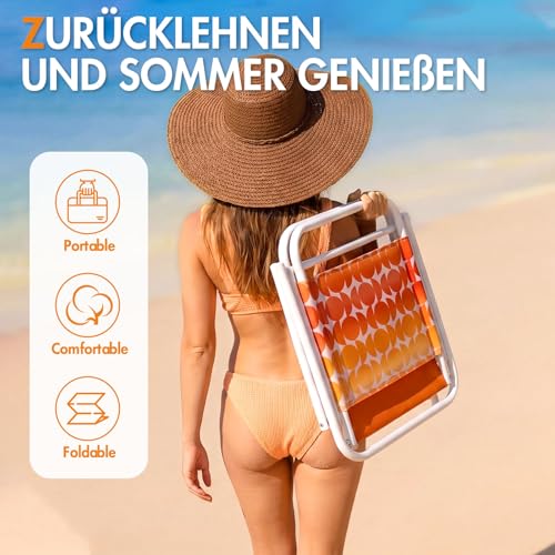Detalle de Portal Strandstuhl faltbar leicht 90 kg Tragkraft – kompakter Klappstuhl für Strand, Garten und Camping