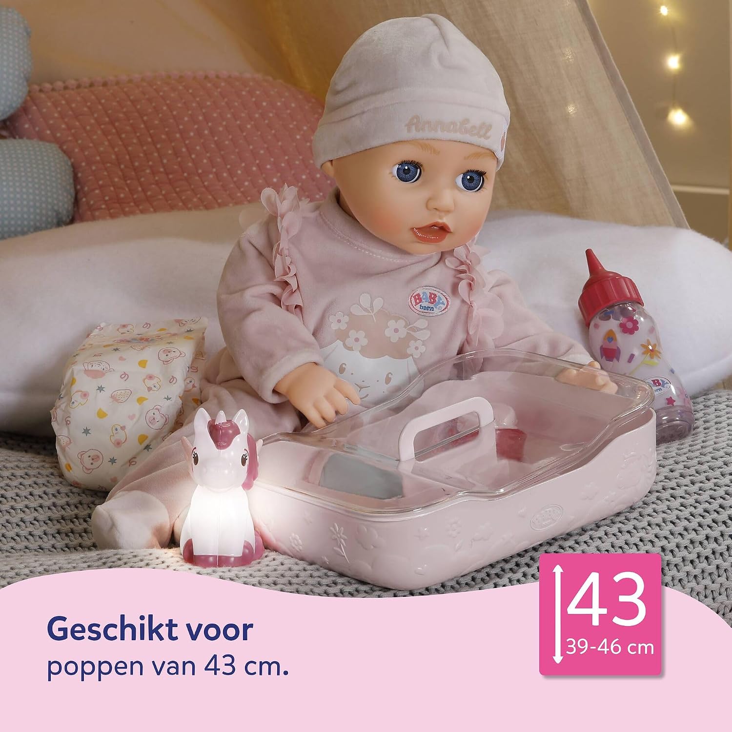 Thumbnail 5 de BABY born 840597 bedtijdset voor 43 cm poppen met eenhoorn-nachtlampje