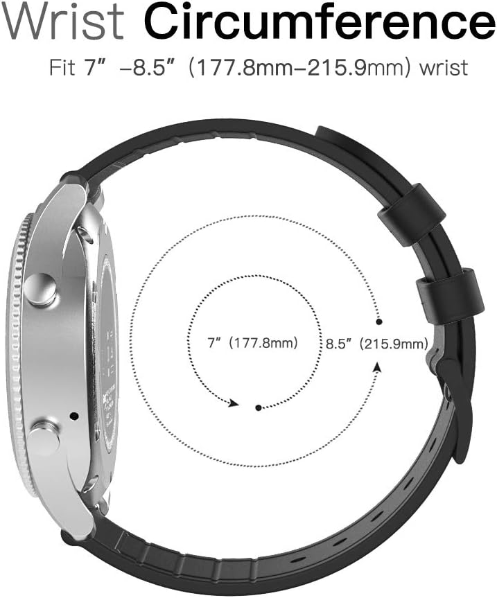 Detalle de MoKo 22mm Hybrid Leather Silicone Strap for Samsung Galaxy Watch 3 45mm, 46mm and More – Black
