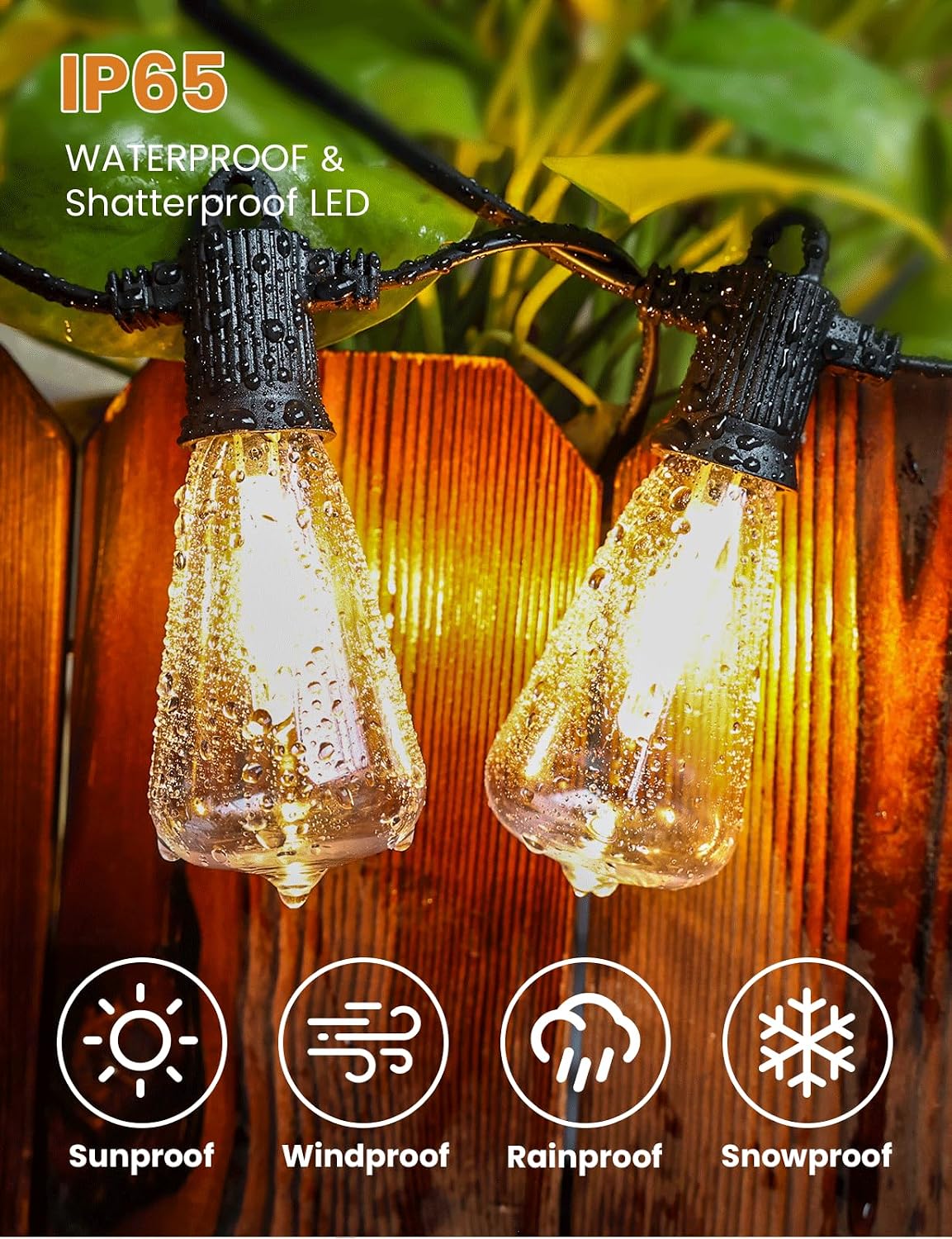 Thumbnail 5 de ZOTOYI 80ft Festoon Lights Outdoor Mains – IP65, Warm White, Shatterproof Plastic Bulbs