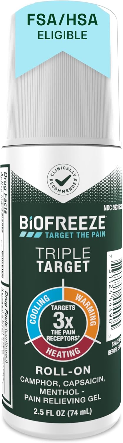 Detalle de Biofreeze Triple Target Pain Relief Roll-On, NSAID-Free, 2.5 fl oz