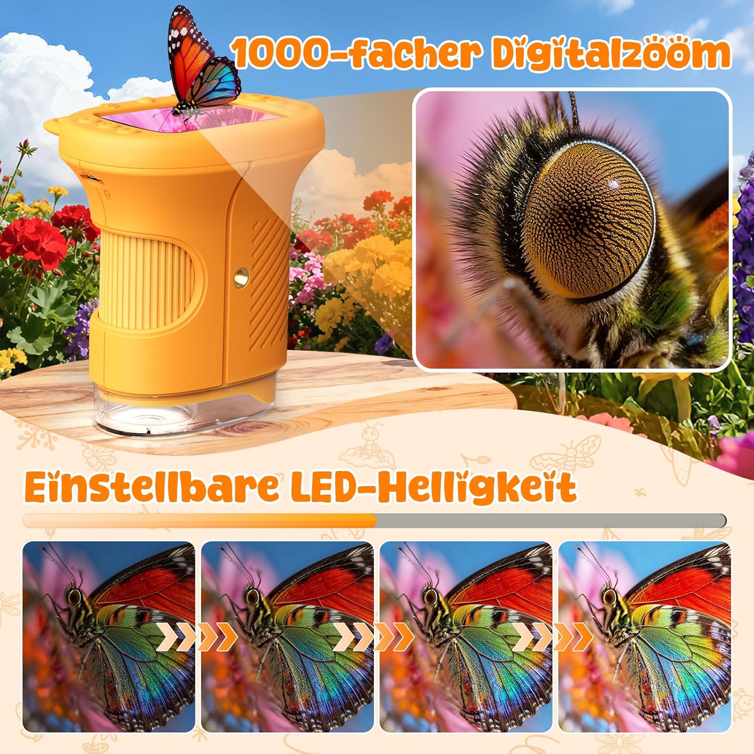 Thumbnail 4 de Yidoroye Kinder-Mikroskop mit 1000-facher Vergrößerung und 2,4" HD-Bildschirm