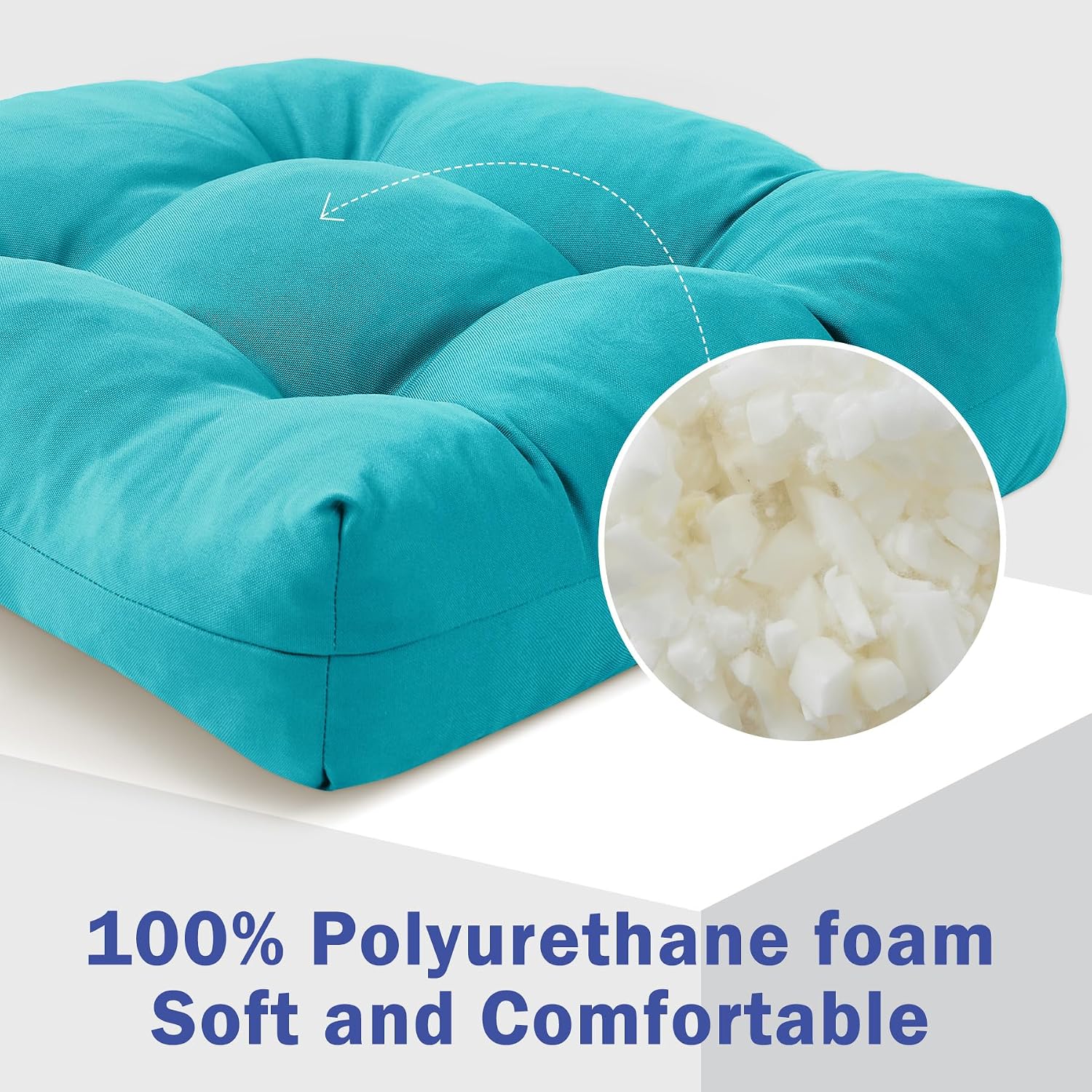 Detalle de IPYNBAP Outdoor Chair Cushions, Set of 2, Teal, Tufted with Ties