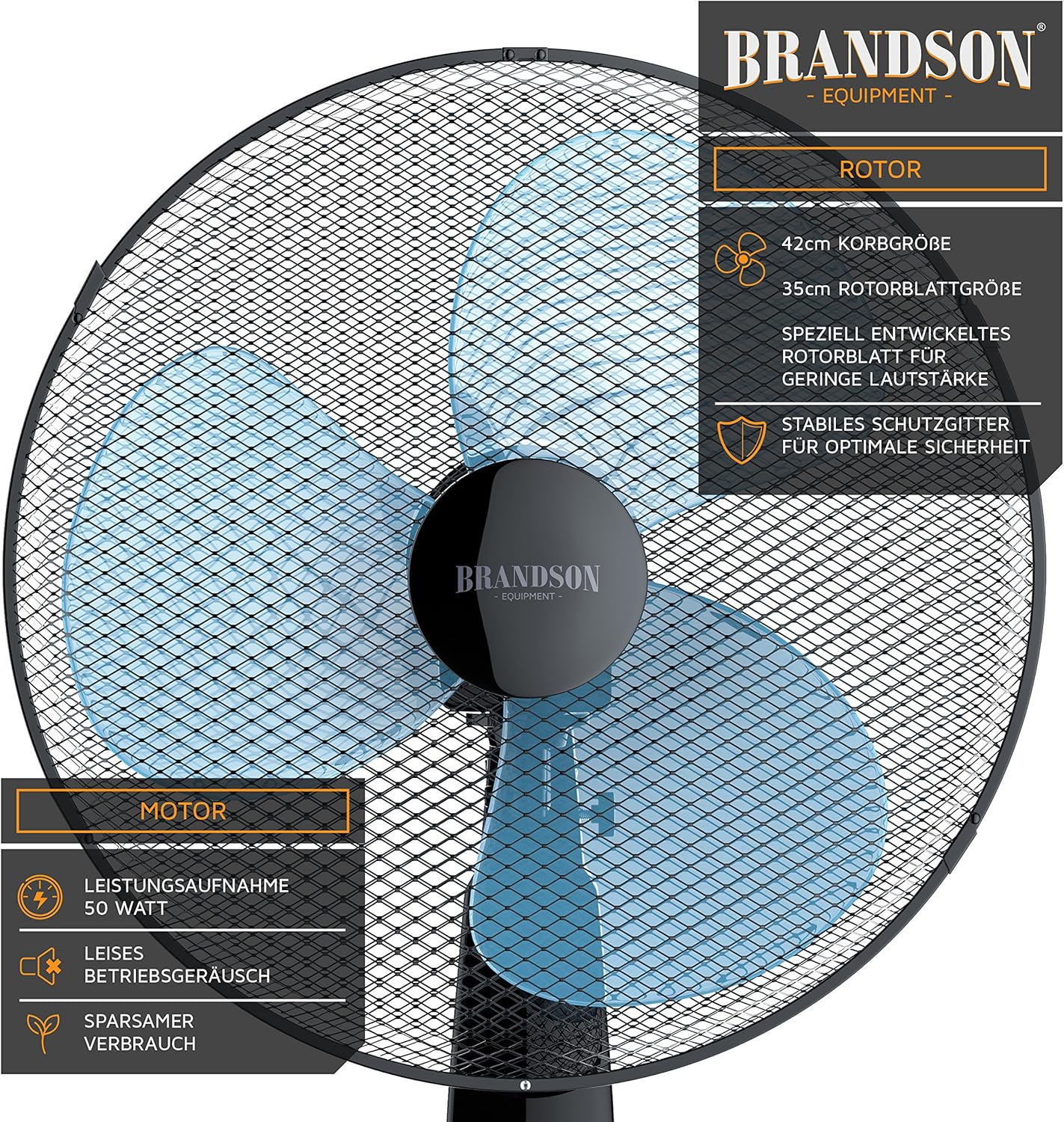 Thumbnail 3 de Brandson Standventilator mit Fernbedienung – 50 W, höhenverstellbar, Oszillation 80°