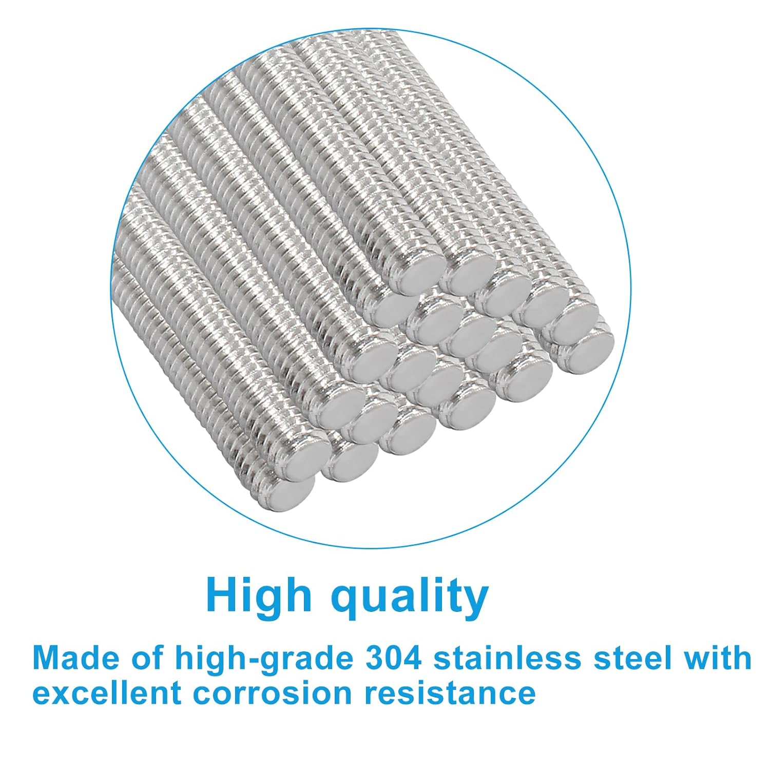 Thumbnail 4 de Cjueiom 4 Pcs M5 x 250mm Fully Threaded Rods, 304 Stainless Steel, Right-Hand Threads