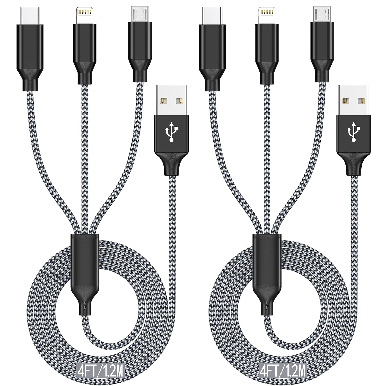 Detalle de Xnewcable 3-in-1 Multi Charging Cable 4ft, 2-Pack