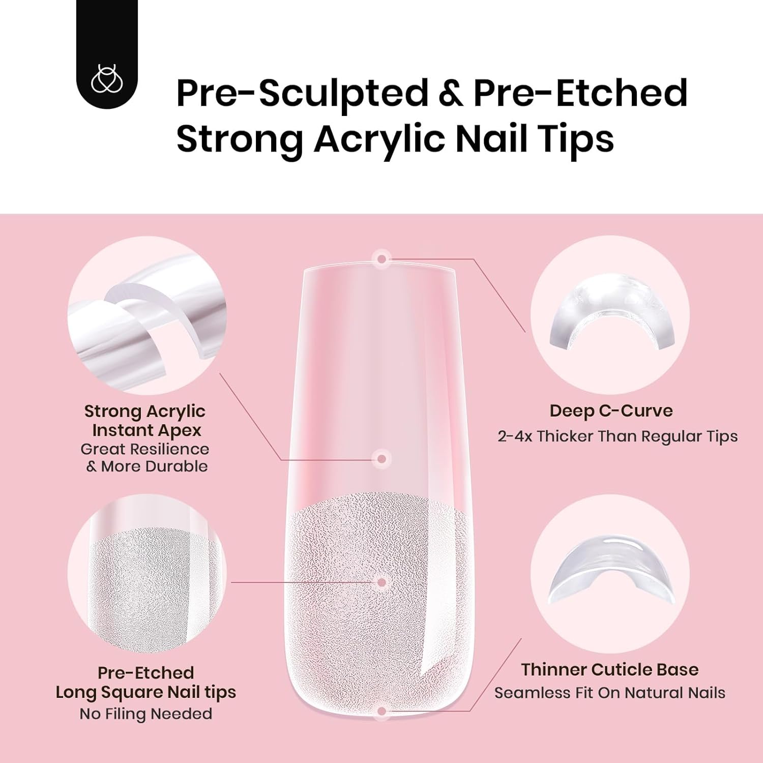 Thumbnail 4 de Beetles Tipex Instant Apex Nail Tips (Long Square) — 16 Sizes, 192pcs, Built-In Apex