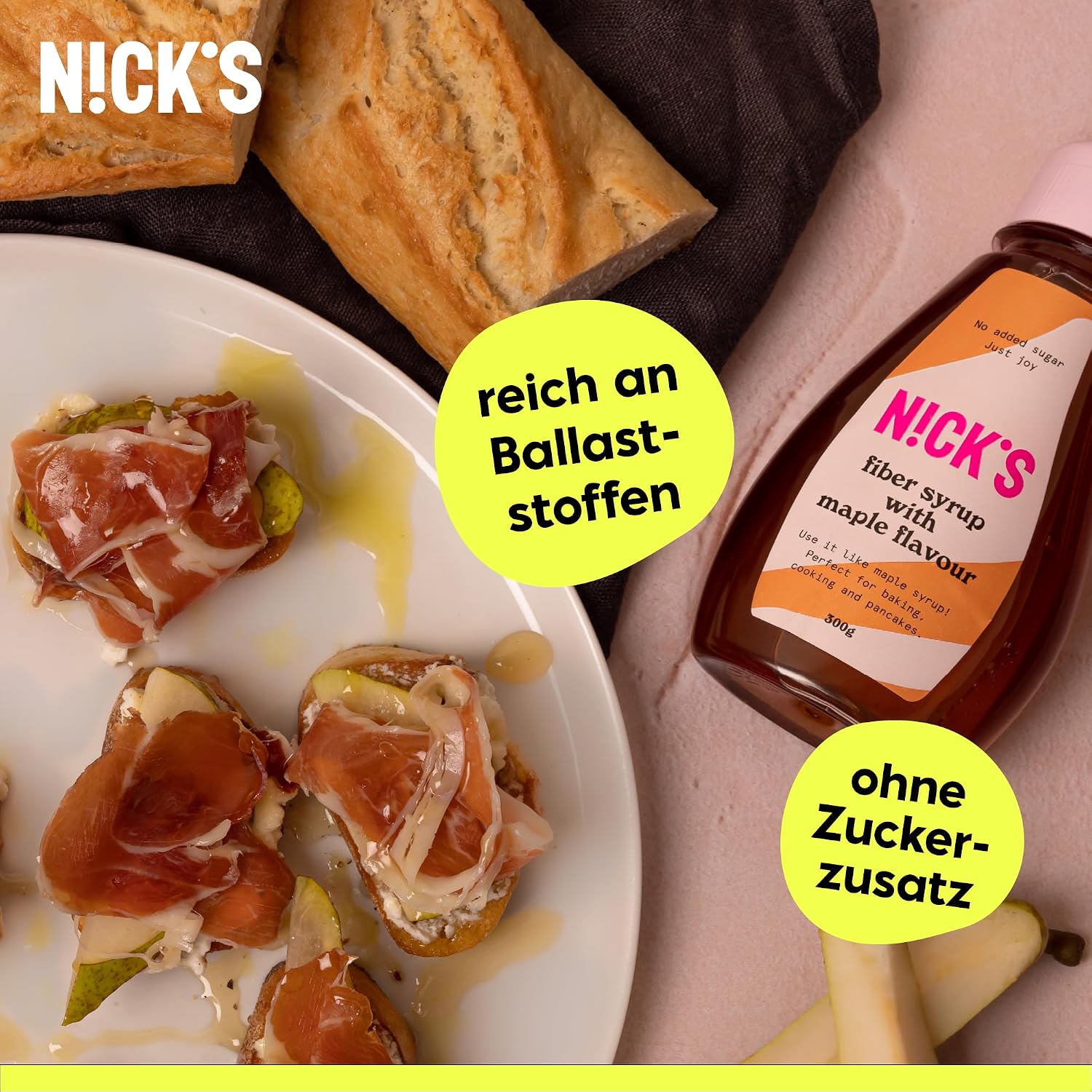 Detalle 2 de NICKS Fiber Sirup Honiggeschmack 300g 🍯